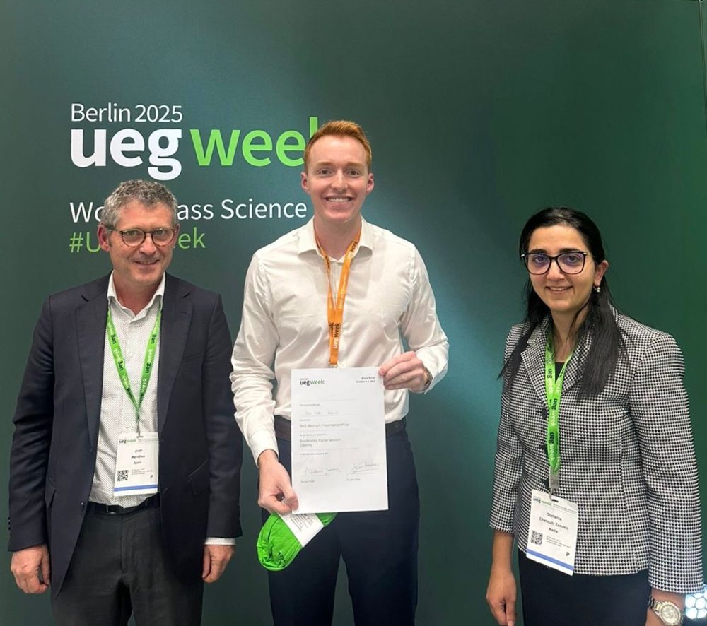 Prize certificate at UEG Week 2025, Berlin